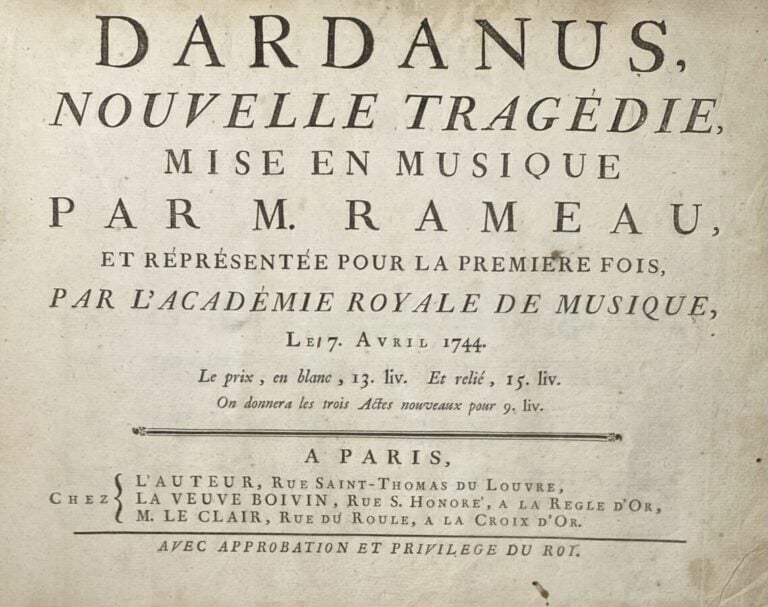 Musique - .P. Rameau - Dardanus - P., chez l'auteur, 1744 - In-8 pl veau, forma…