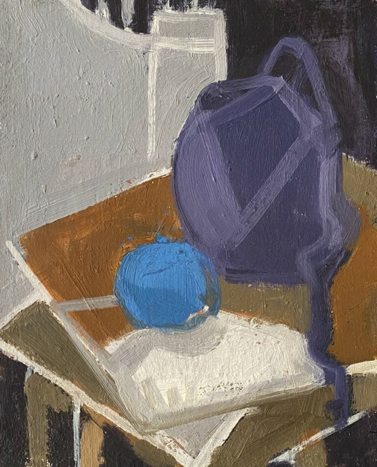Nature morte au pichet violet ; bord de mer (2) ; bateaux (2) ; - Cinq huiles s…