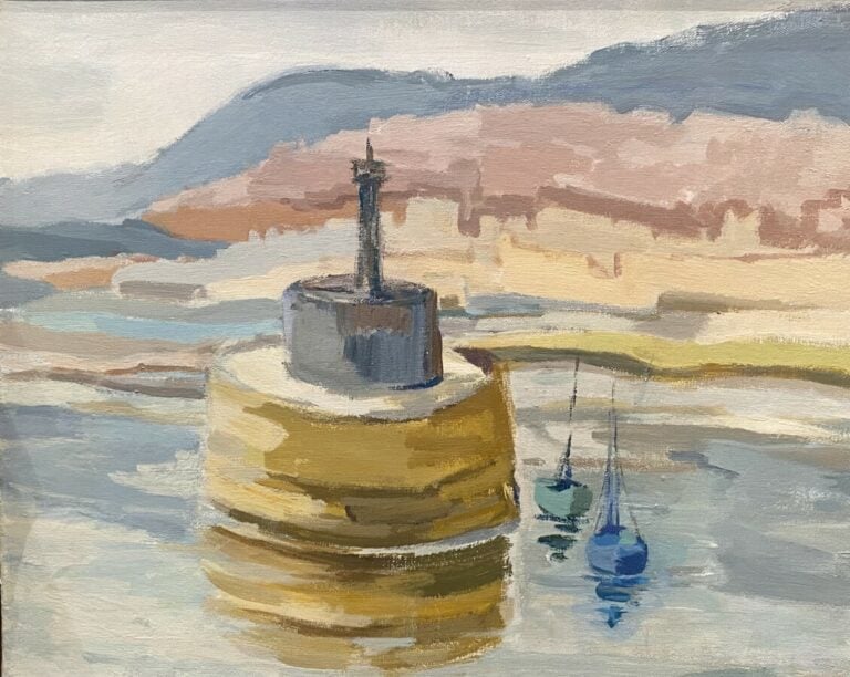 Nature morte aux oignons ; marée basse ; phare - Trois huile sur toiles, une si…