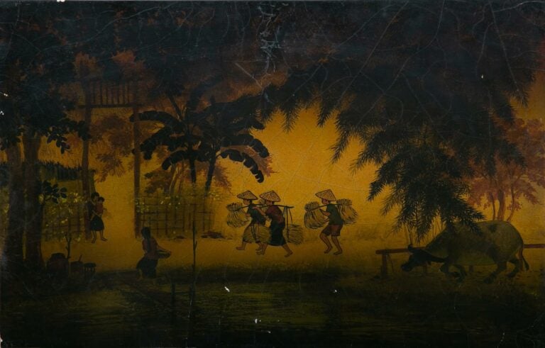 NHAT THANG (Vietnam / Indochine, Actif XXe siècle) - Paysage du Tonkin, le reto…