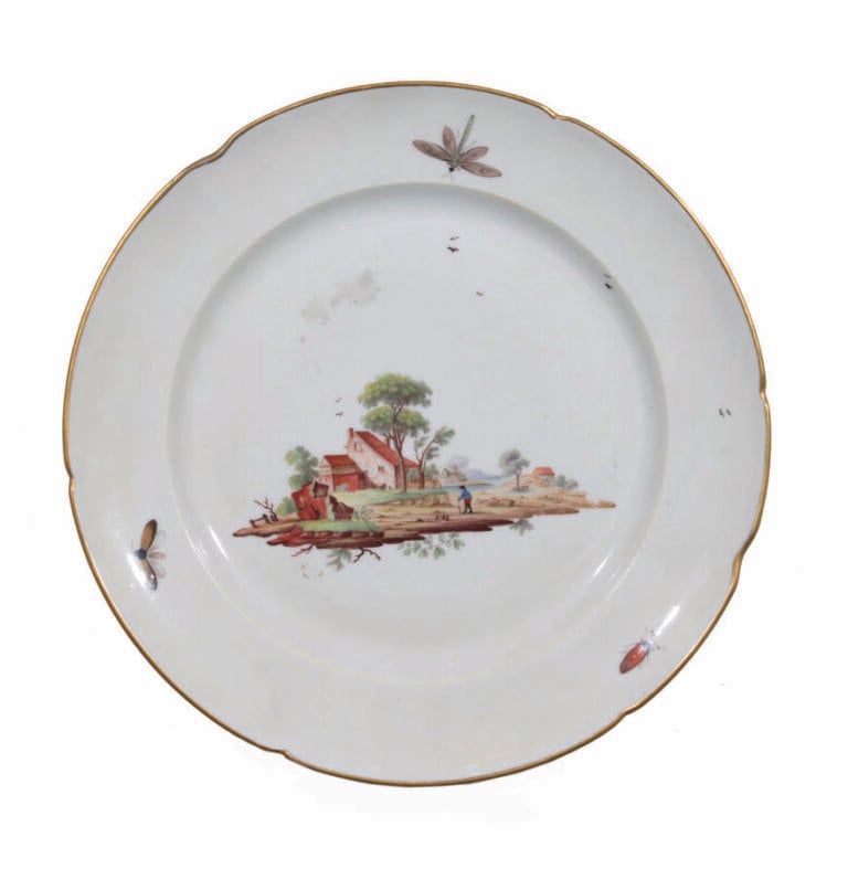 NIDERVILLER - Assiette, décor polychrome de paysages. - XVIIIème siècle Diamètr…