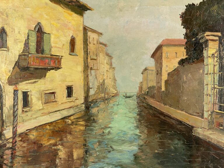 NOMAGER (?) (XXème siècle) - Vues de Venise - Deux huiles sur toile formant pen…