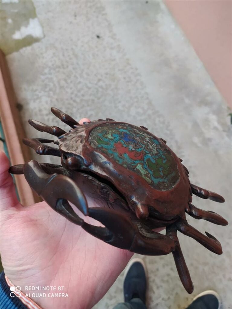 OKIMONO EN BRONZE A L'EFFIGIE D'UN CRABE / KANI - Japon, Taisho / Showa - Bronz…