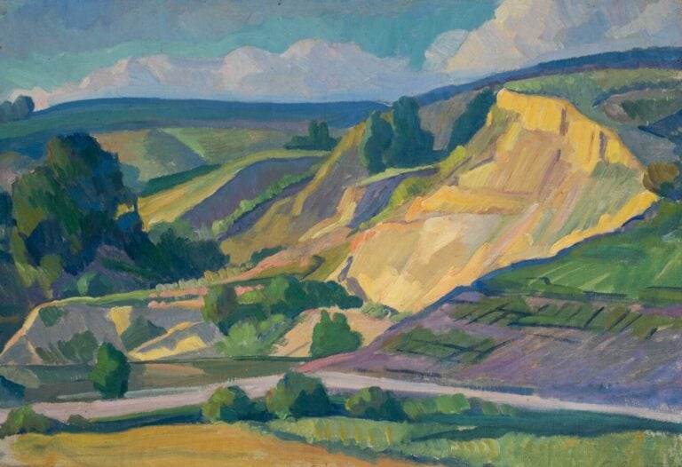 Oleksandr SYROTENKO (1897-1975) - Paysage d'Ukraine, 1967 - Huile sur toile mar…