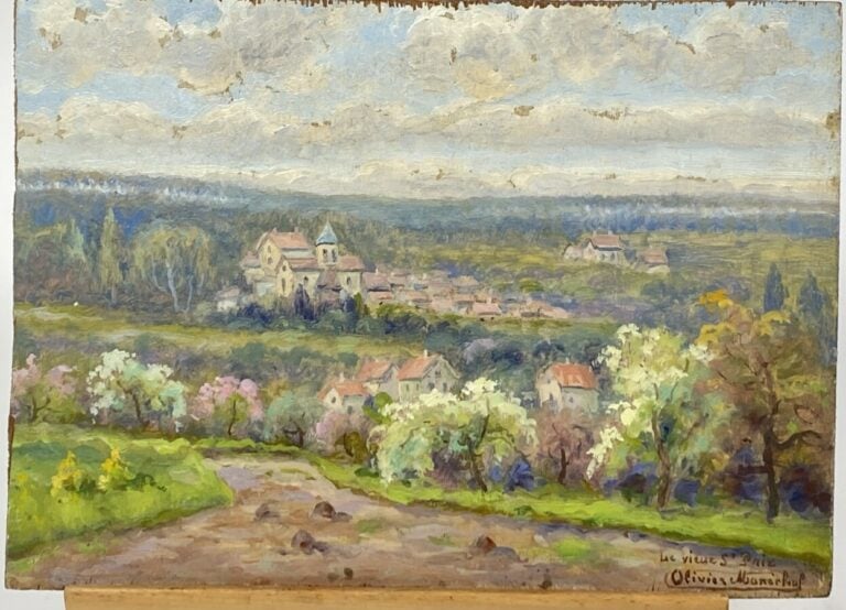 Olivier MARECHAL - "Saint Prix, le village" - Huile sur panneau, signée en bas…