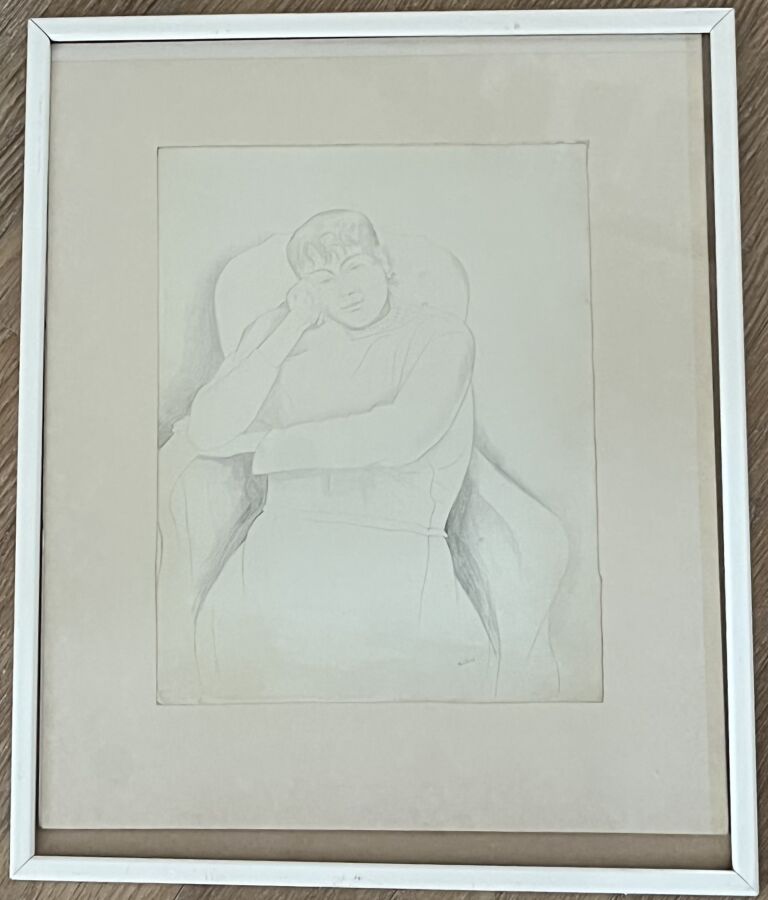 Othon COUBINE (1883-1969) - Femmes assise - Dessin au crayon, signé en bas à dr…