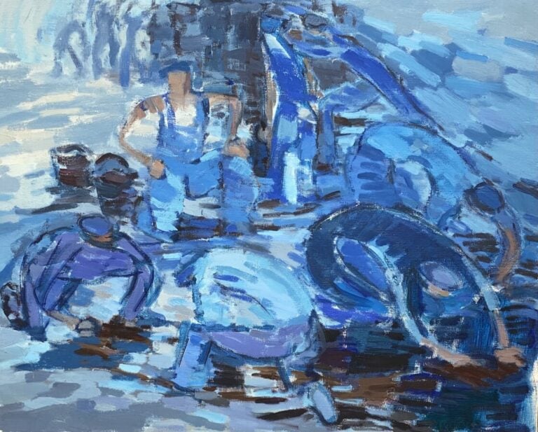 Ouvriers - Huile sur toile - 46 x 65 cm