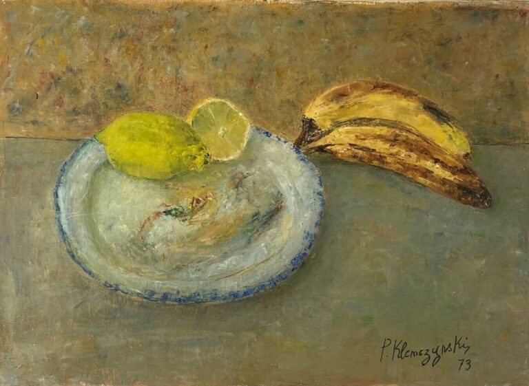 P. KLELCZYNSKI (XXe siècle) - Nature morte aux citrons et bananes - Huile sur t…