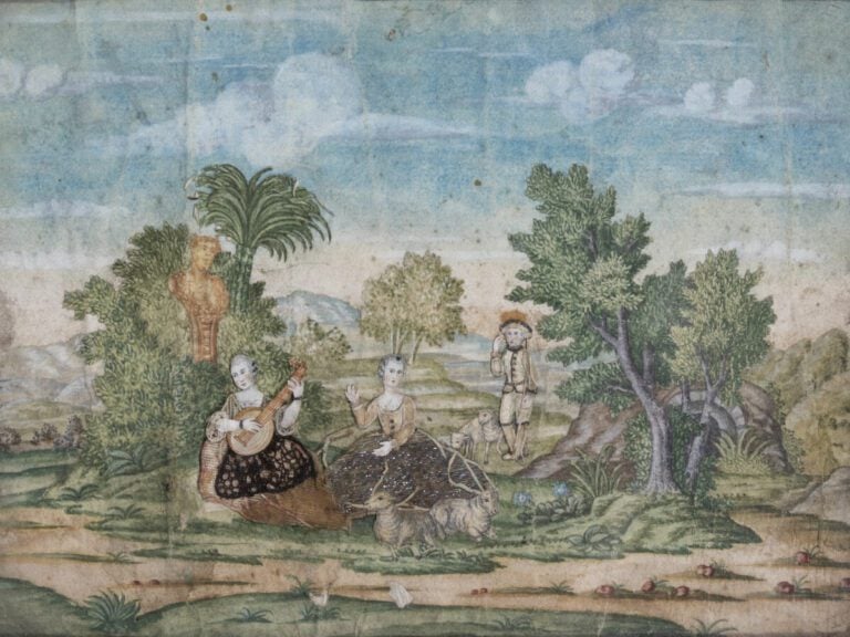Paire de découpages sur fond lithographié