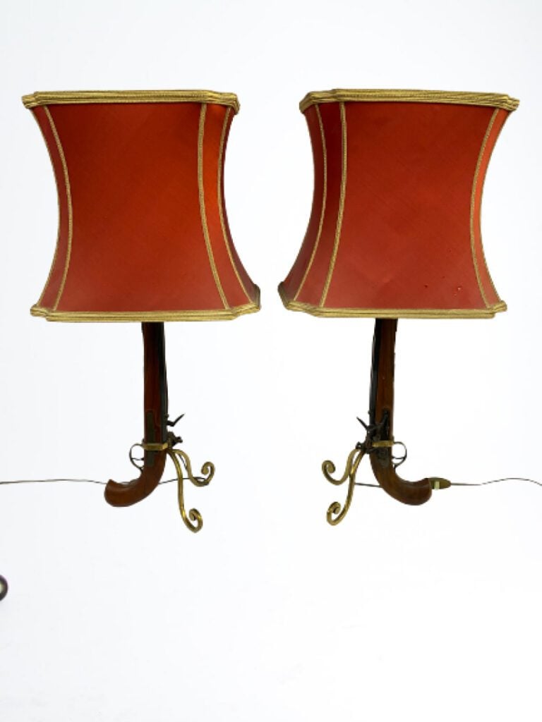 Paire de fusils montés en lampe - (electrifié, percés)