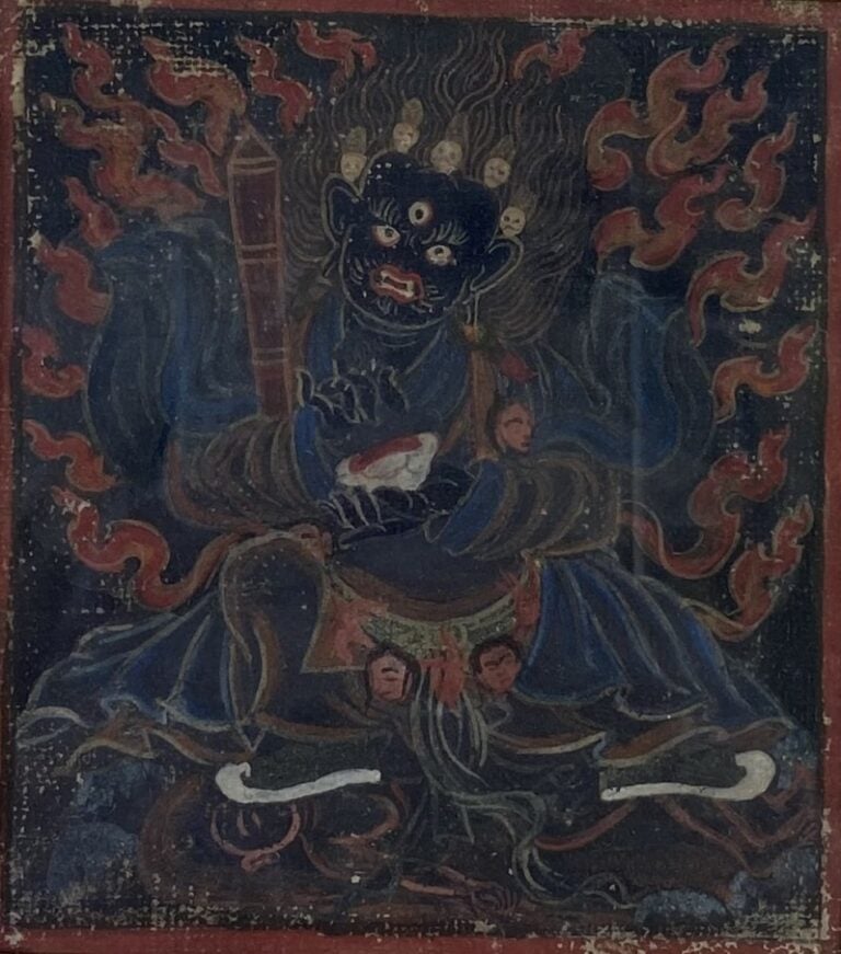 PAIRE DE MINIATURES THANGKA A L'EFFIGIE DE MAHAKALA - Tibet - Quadrangulaire, i…