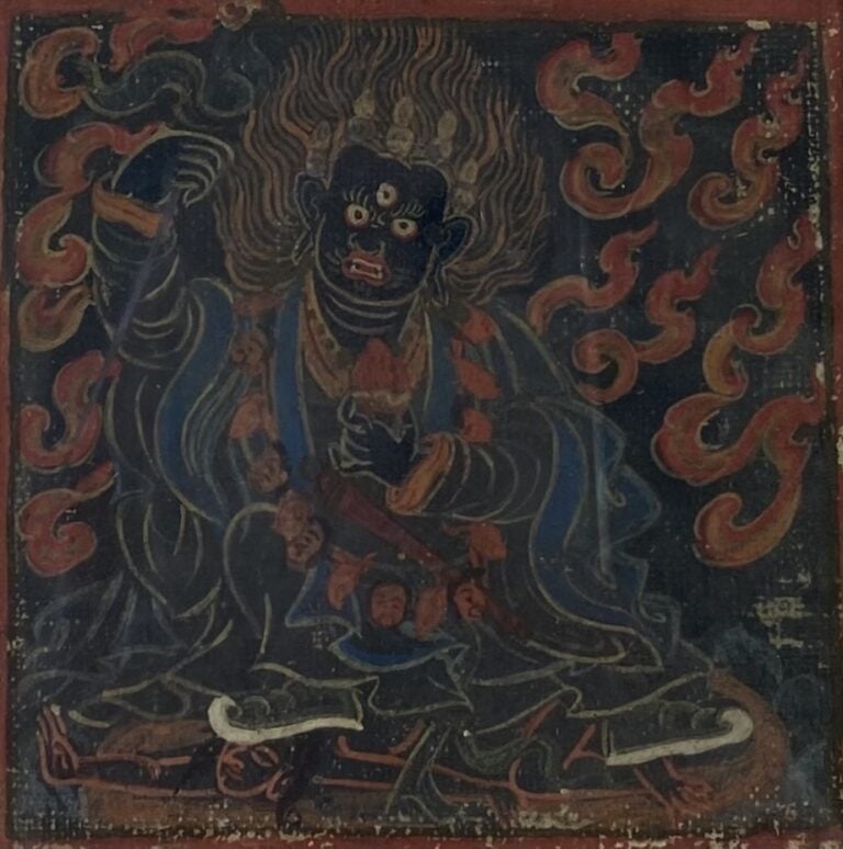 PAIRE DE MINIATURES THANGKA A L'EFFIGIE DE MAHAKALA - Tibet - Quadrangulaire, i…