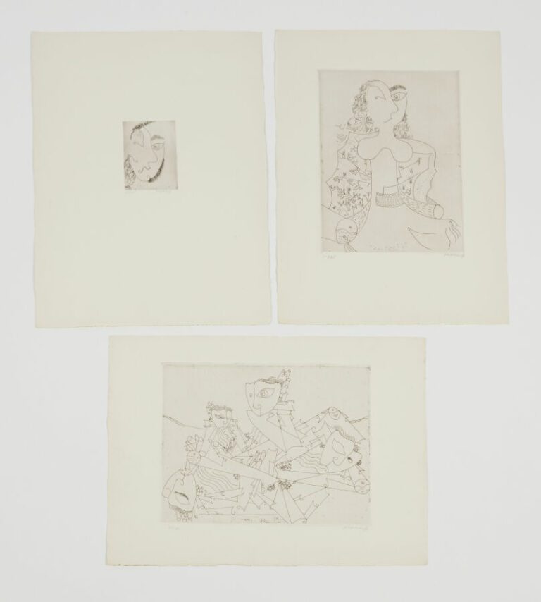 PAPAZOFF Georges (1894-1972) - "Tête" - "Figure féminine" - "Figures masquées."…