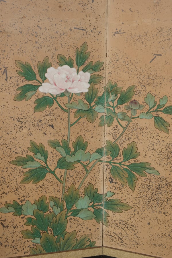 Paravent Byôbu à 8 panneaux avec une peinture polychrome de différents types de…