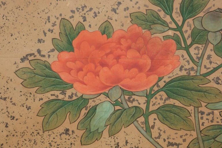 Paravent Byôbu à 8 panneaux avec une peinture polychrome de différents types de…