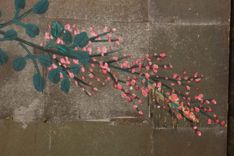 Paravent de taille moyenne à 6 panneaux (byobu) avec des fleurs comme des fleur…