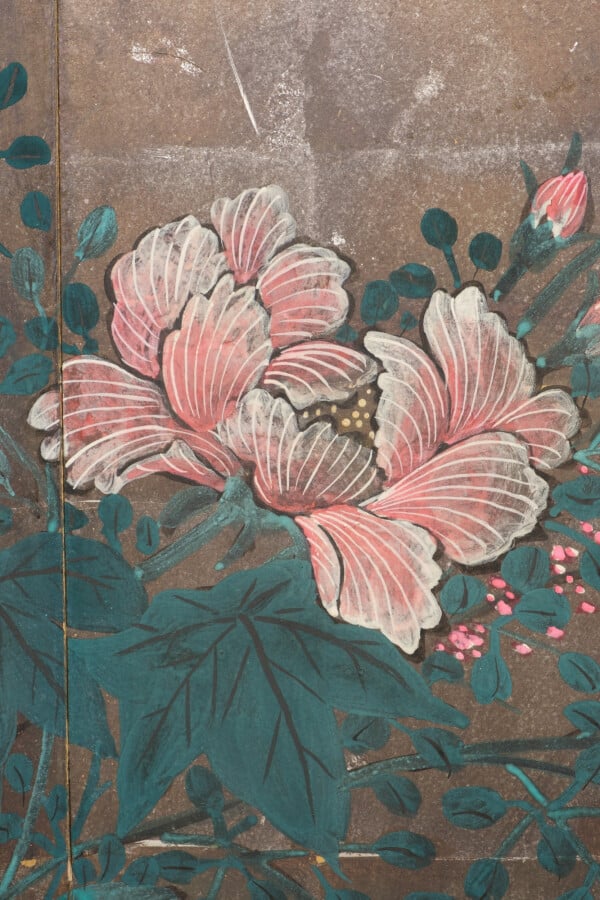 Paravent de taille moyenne à 6 panneaux (byobu) avec des fleurs comme des fleur…
