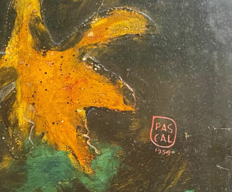 PASCAL (XXe) - Panneau laqué à décor de poisson - Signé en bas à droite et daté…