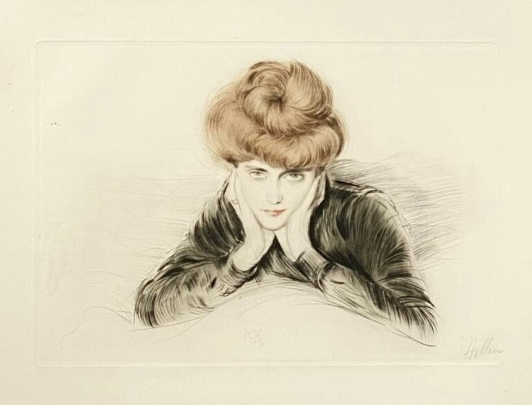Paul-César HELLEU (1859-1927) - La visage encadré, Madame Helleu (c.1900) - Poi…