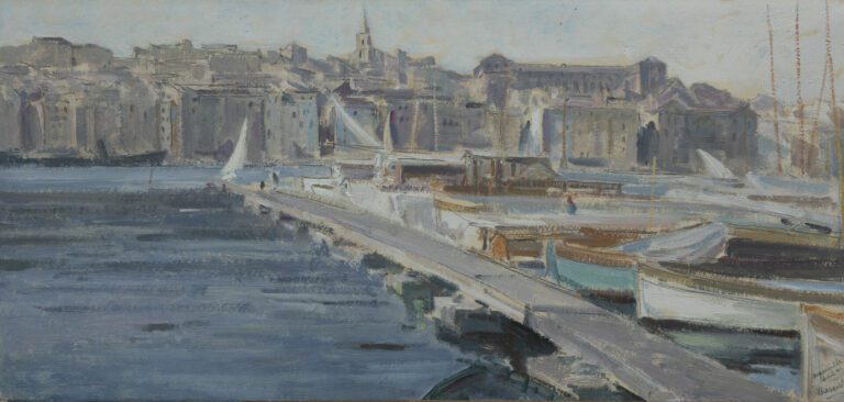Paul CHARAVEL (1877-1961) - Port de Marseille - Huile et crayon sur toile - Sig…