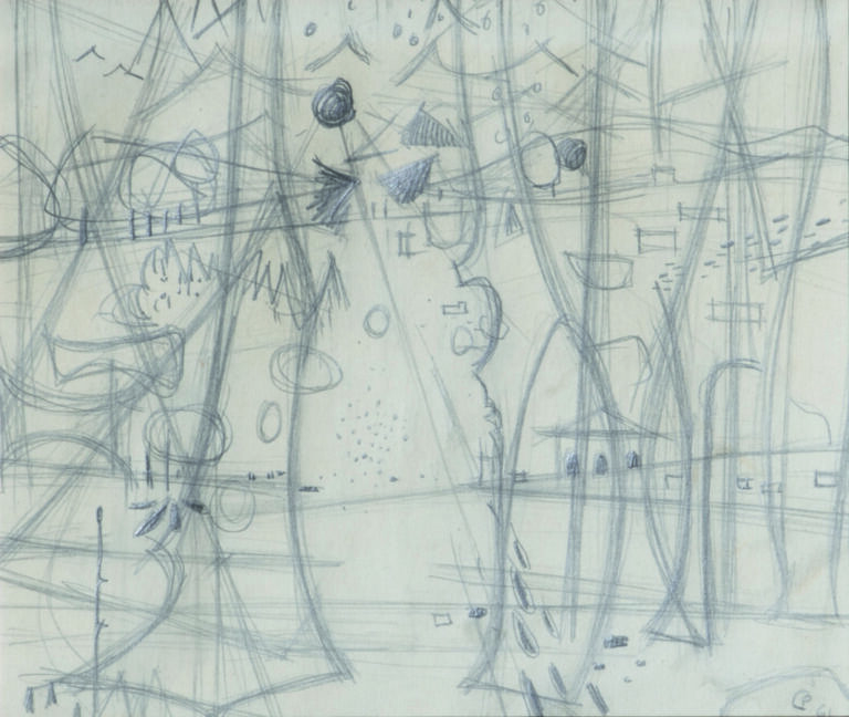Paul CHARLOT (1906-1985) - Paysage, 1961 - Crayon sur papier, monogrammé et dat…
