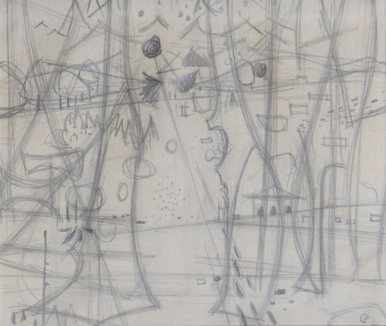 Paul CHARLOT (1906-1985) - Paysage, 1961 - Crayon sur papier, monogrammé et dat…