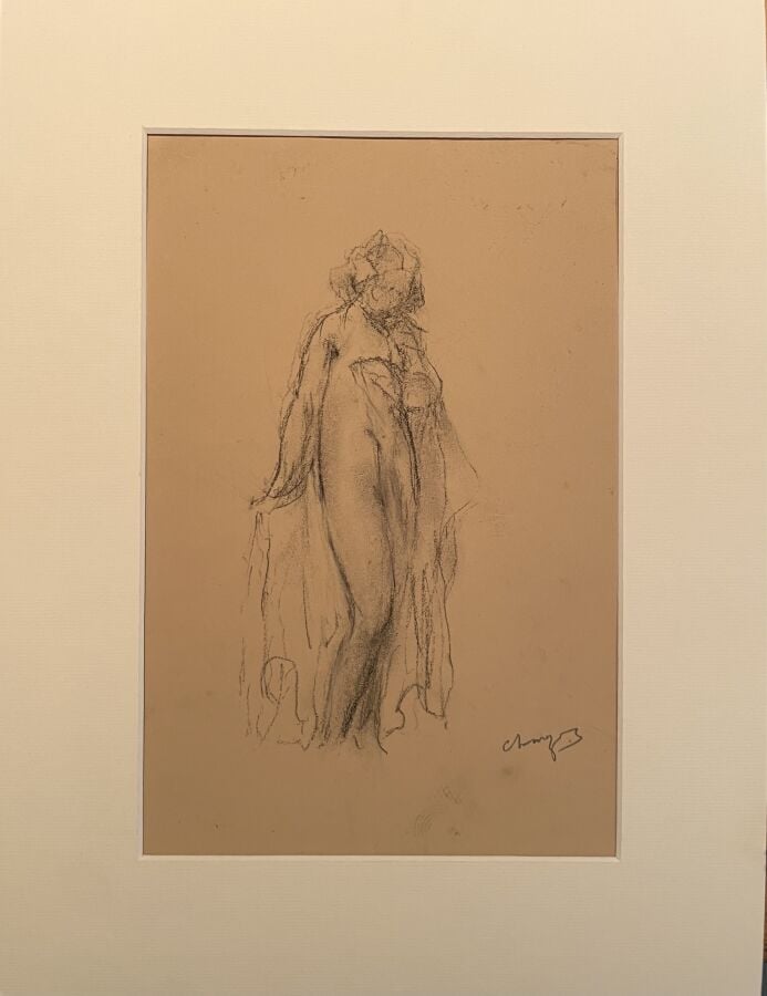 Paul CHMAROFF (1874-1950) - Paysannes russes - Fusain sur papier, signé en bas…