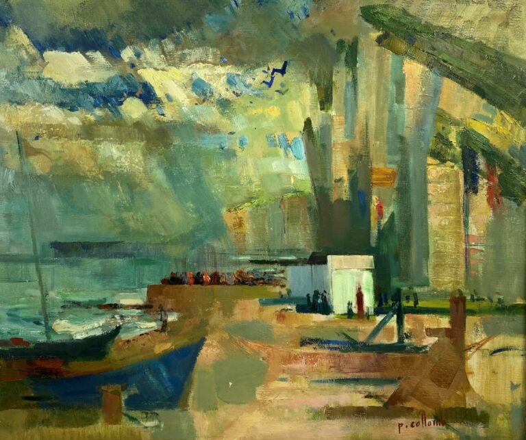 Paul COLLOMB (1921-2010) - Vue de port - Huile sur toile, signée en bas à droit…