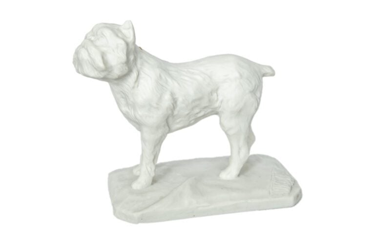 Paul DREUX (1855-1947). - Chien levant la tête - Epreuve en biscuit, signé et m…