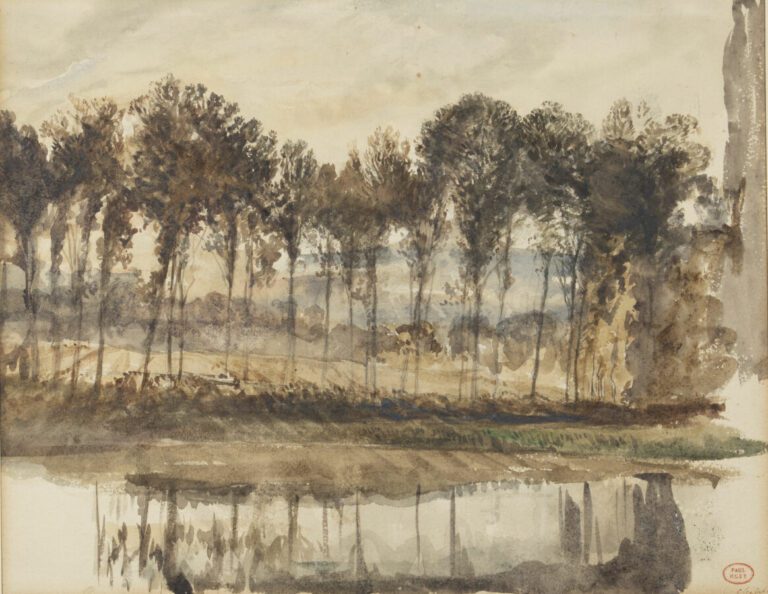 Paul Huet (école française du 19ème siècle) - Vue d'un étang à Chaville Cachet…