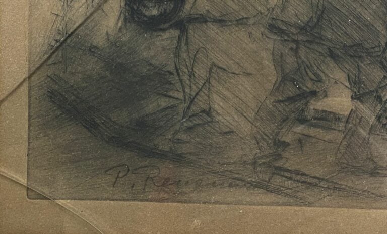 Paul RENOUARD (1845-1924) - Lot de deux pointes-sèches représentant une scène a…