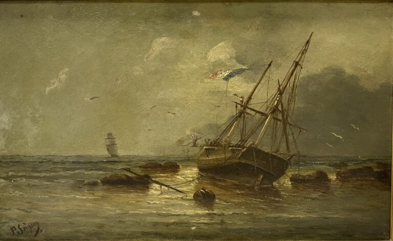 Paul SEIGNON (1820-1890). - Marines - Paire d'huiles sur toile, signées en bas…