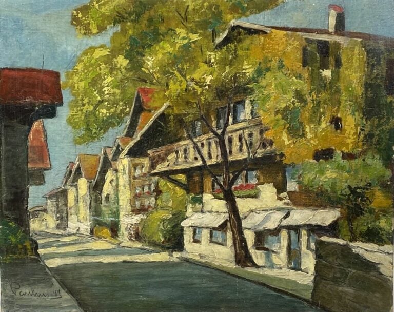 PAULIN - Maison basque - Huile sur toile, signée en bas à gauche - 32.5 x 41 cm…