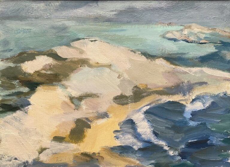 Paysage de montagne ; bord de mer ; paysage à l'arbre ; paysage ; - Quatre huil…