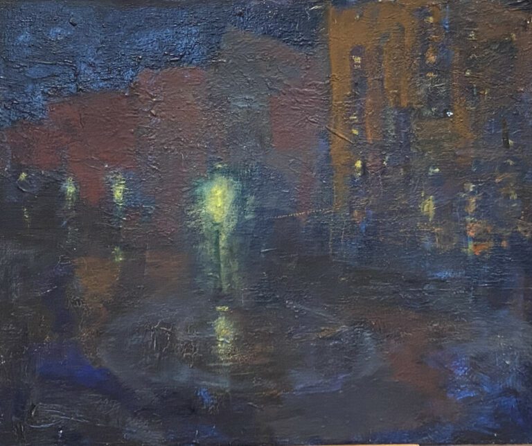 Paysage nocturne - Huile sur toile - 50 x 61 cm