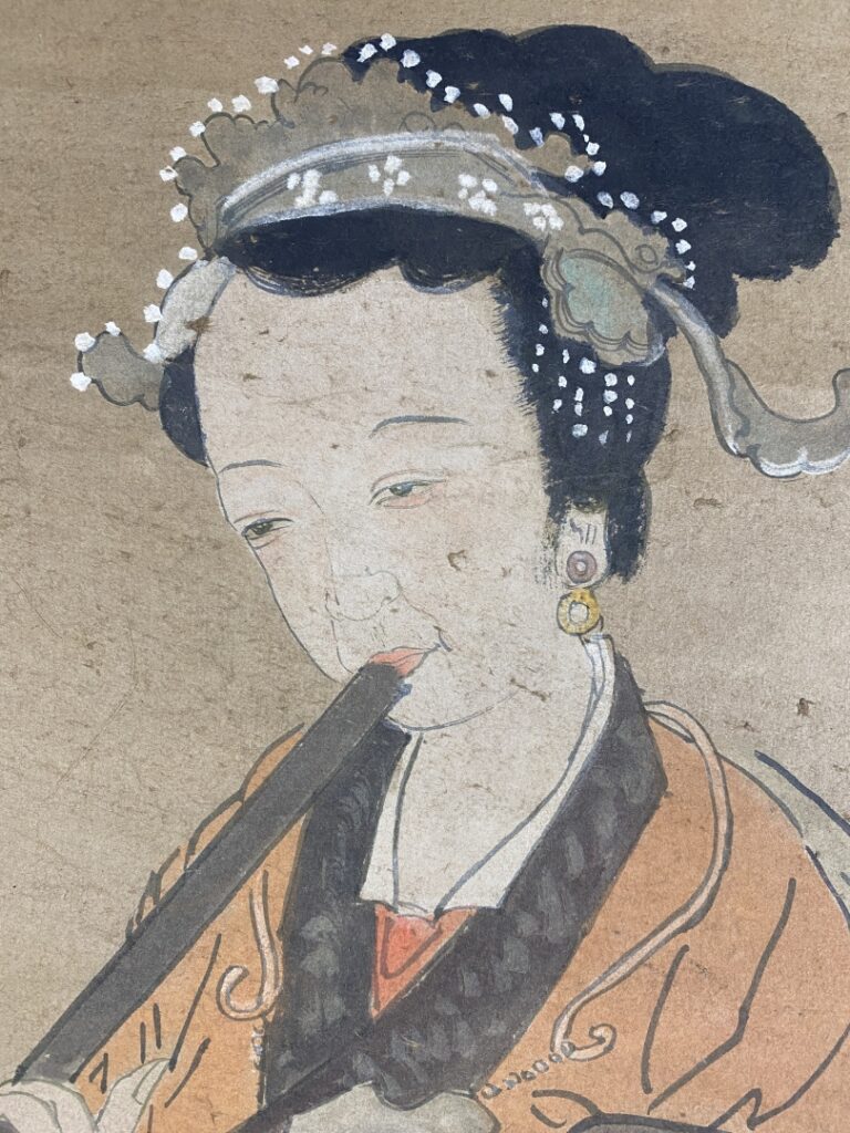 Peintures sur rouleaux - Représentant des bambous, femme élégante ... - (usures…
