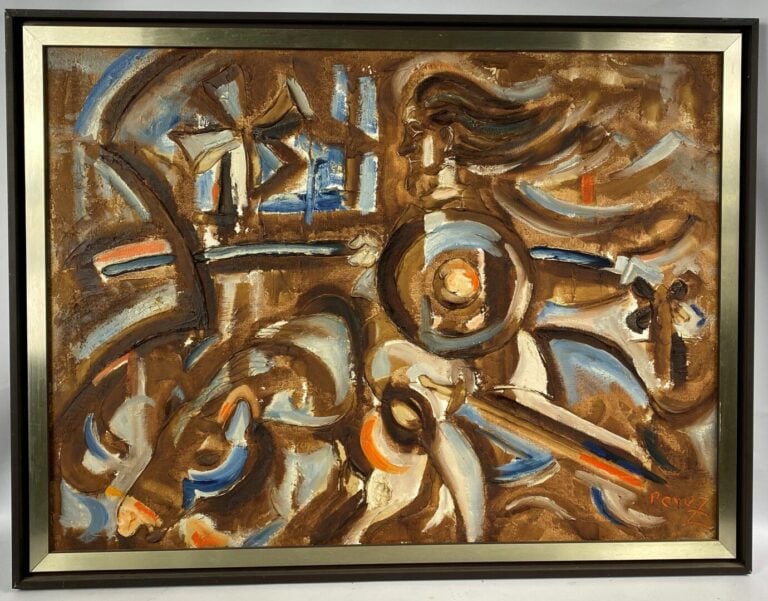 PEREZ (XXe siècle) - Composition - Huile sur toile, signée en bas à droite - 60…