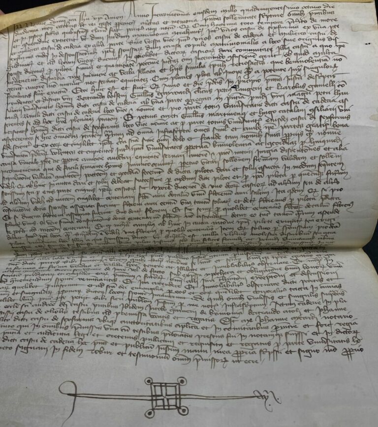 Pièce manuscrite datée de 1399. - Pièce sur vélin 27 x 19 cm, encre noire. - L'…