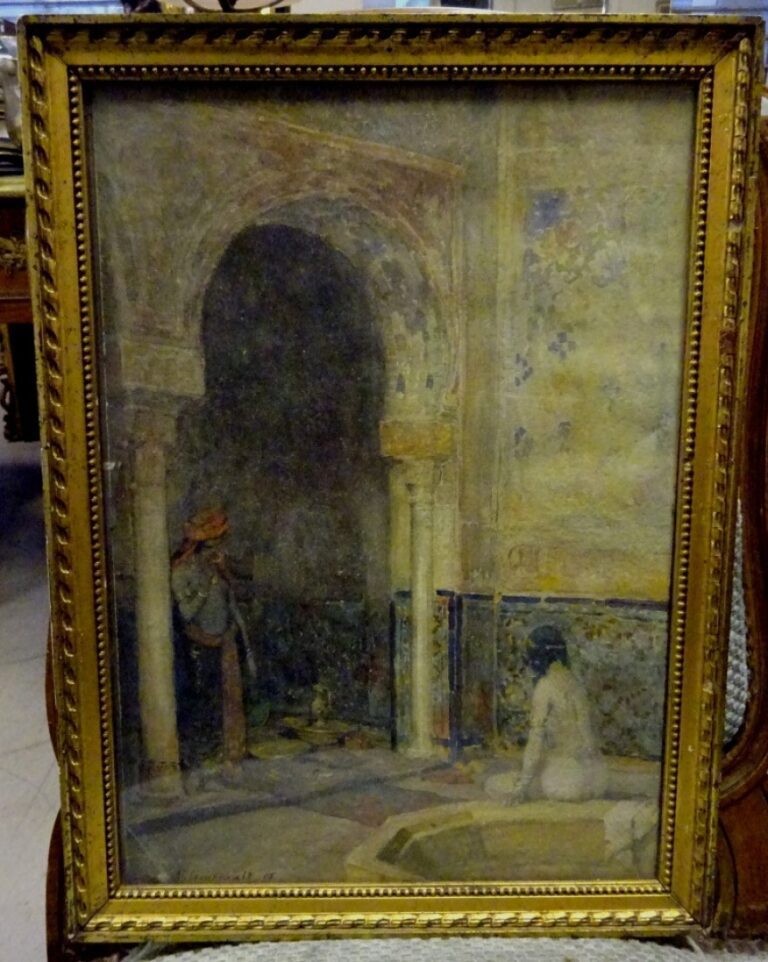 Pierre GOURDAULT (1880-1915). - Femmes au bain turc, 1905 - Dessin à l'aquarell…