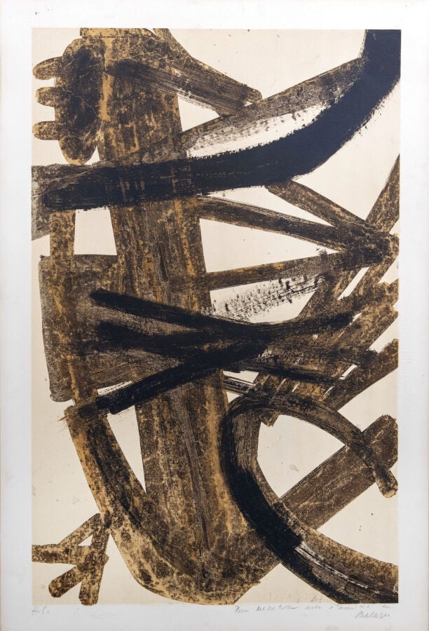 Pierre SOULAGES (1919-) - Antagonismes, 1960 - Lithographie en couleurs sur vél…