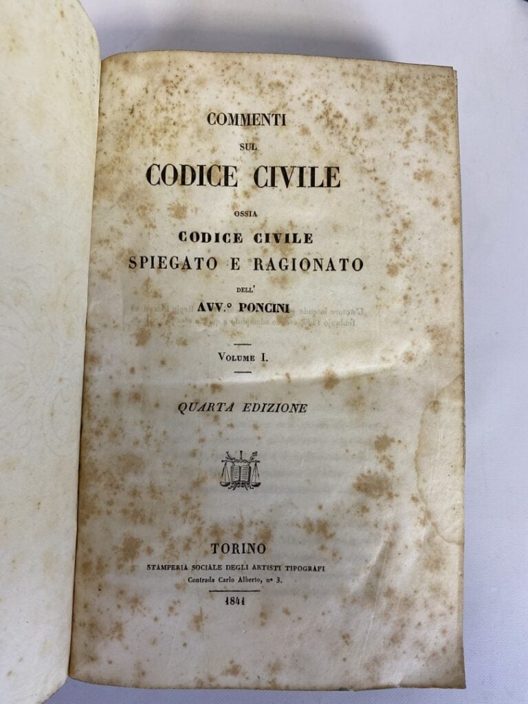PONCINI (Giovanni) - Commenti sul Codice Civile spiegato e ragionato dell'Avvoc…