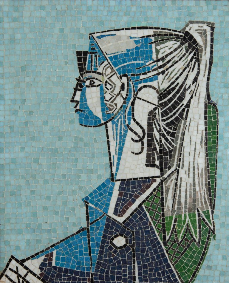 Portrait de femme en mosaïque, dans le goût cubiste.