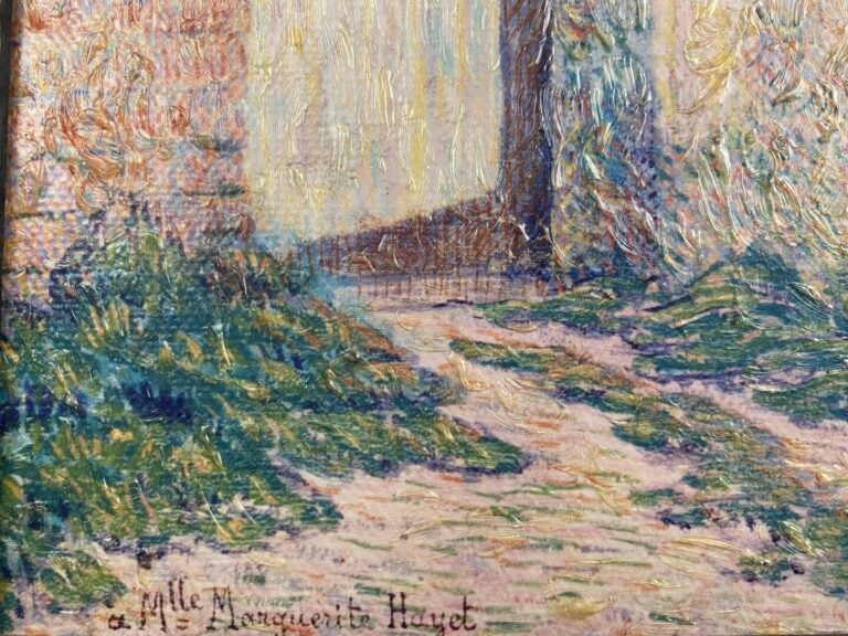 Procédé sur toile représentant une vue de village - 36 x 27 cm