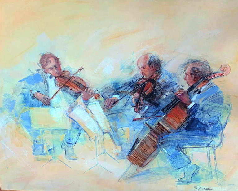 PUYBAREAU - Le concert - Huile sur Toile, signée en bas à droite. 54 x 65 cm