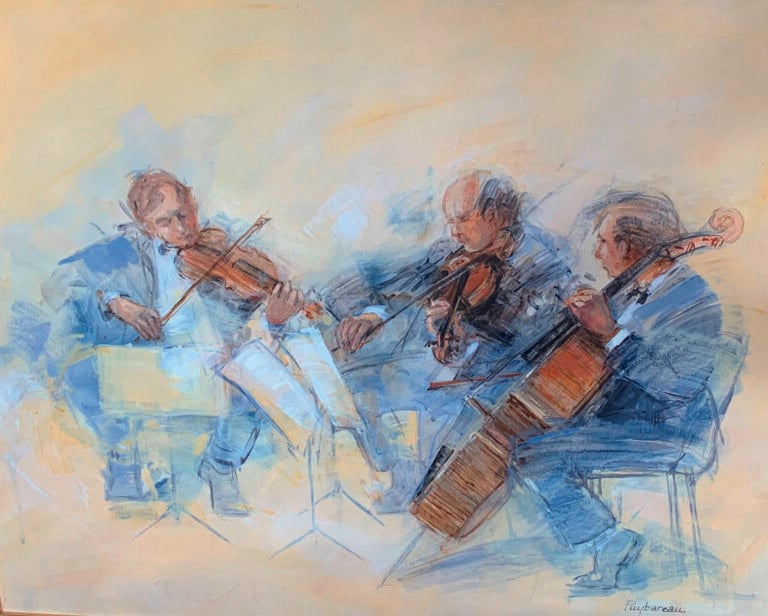 PUYBAREAU - Le concert - Huile sur Toile, signée en bas à droite. 54 x 65 cm