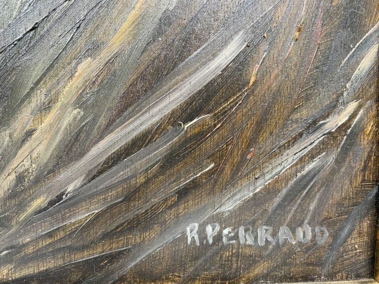 R. PERRAUD (XXème) - La côte sauvage - Huile sur panneau, signé et daté en bas…