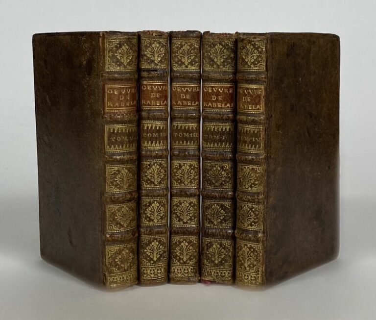 Rabelais OEuvres - Amsterdam, Bordesisu, 1711. 5 vols in-12, plein veau.