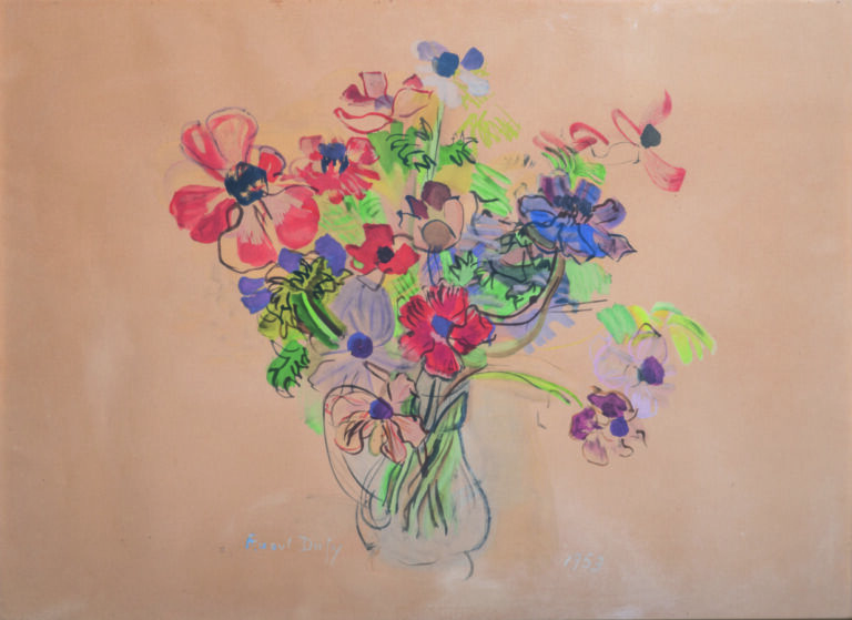Raoul DUFY (1877-1953) - Bouquet d'anémones, 1953 - Procédé Spitzer , signé dan…