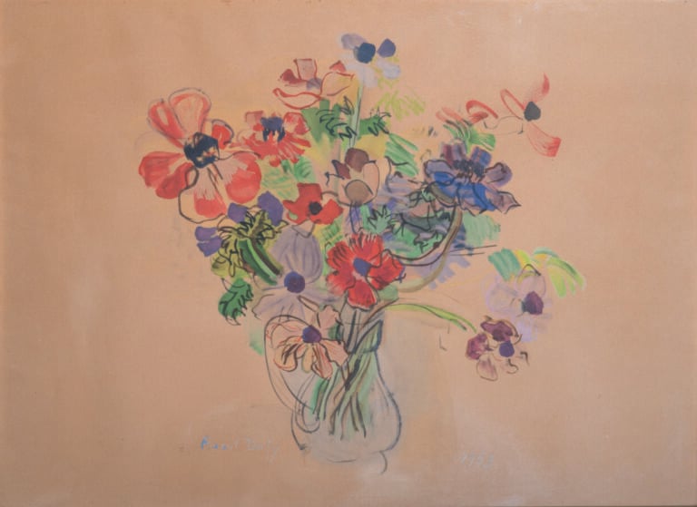 Raoul DUFY (1877-1953) - Bouquet d'anémones, 1953 - Procédé Spitzer , signé dan…
