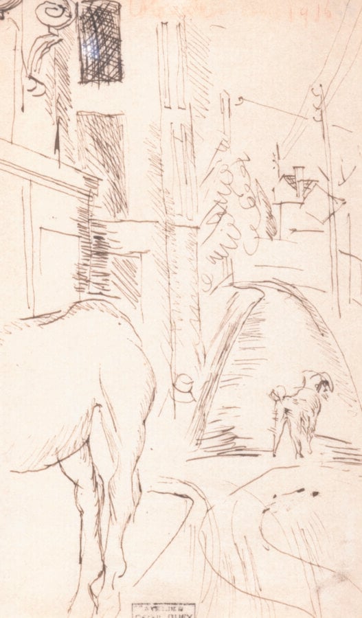 Raoul DUFY (1877-1953) - Le village pendant la guerre, 1916 - Encre brune sur p…